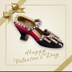 1920 Shoe Figurine Enamel Marcasite Collectors Art Deco Crystal Feminine Flapper